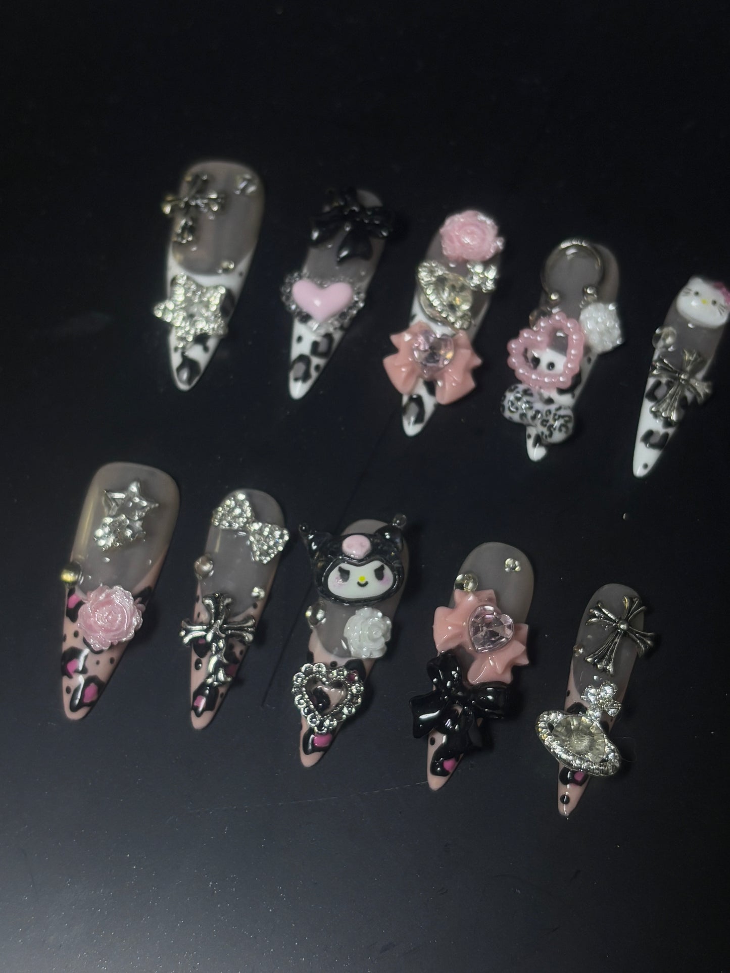 “Kuromi & Melody Leopard” Handmade Press-on nail