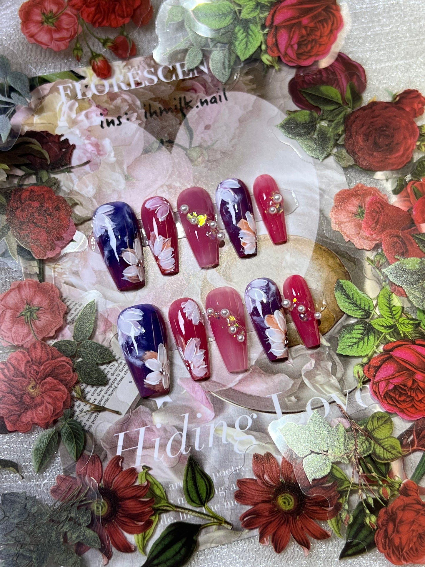 “Gilded Petals” Handmade Press-on nail