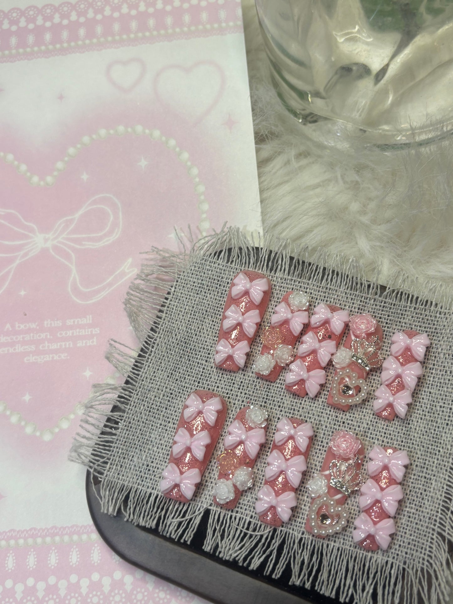 “Pink Holiday” Handmade Press-on nail