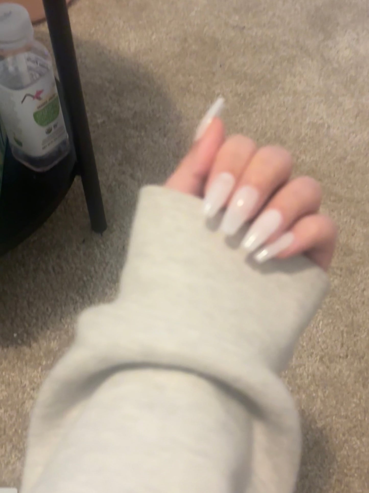“Natural Glass White” Handmade Press-on nail
