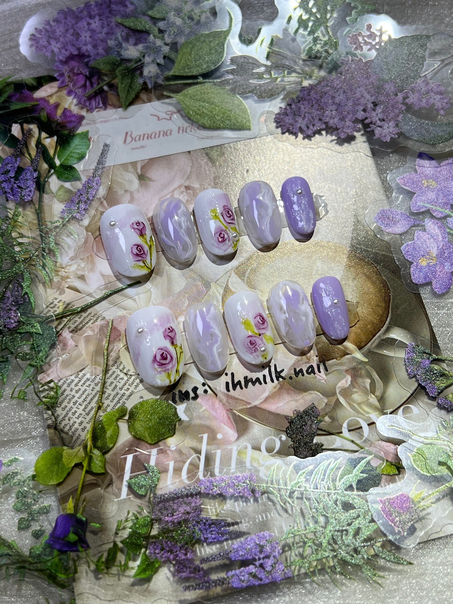 “Purple Rose” Handmade Press-on nail