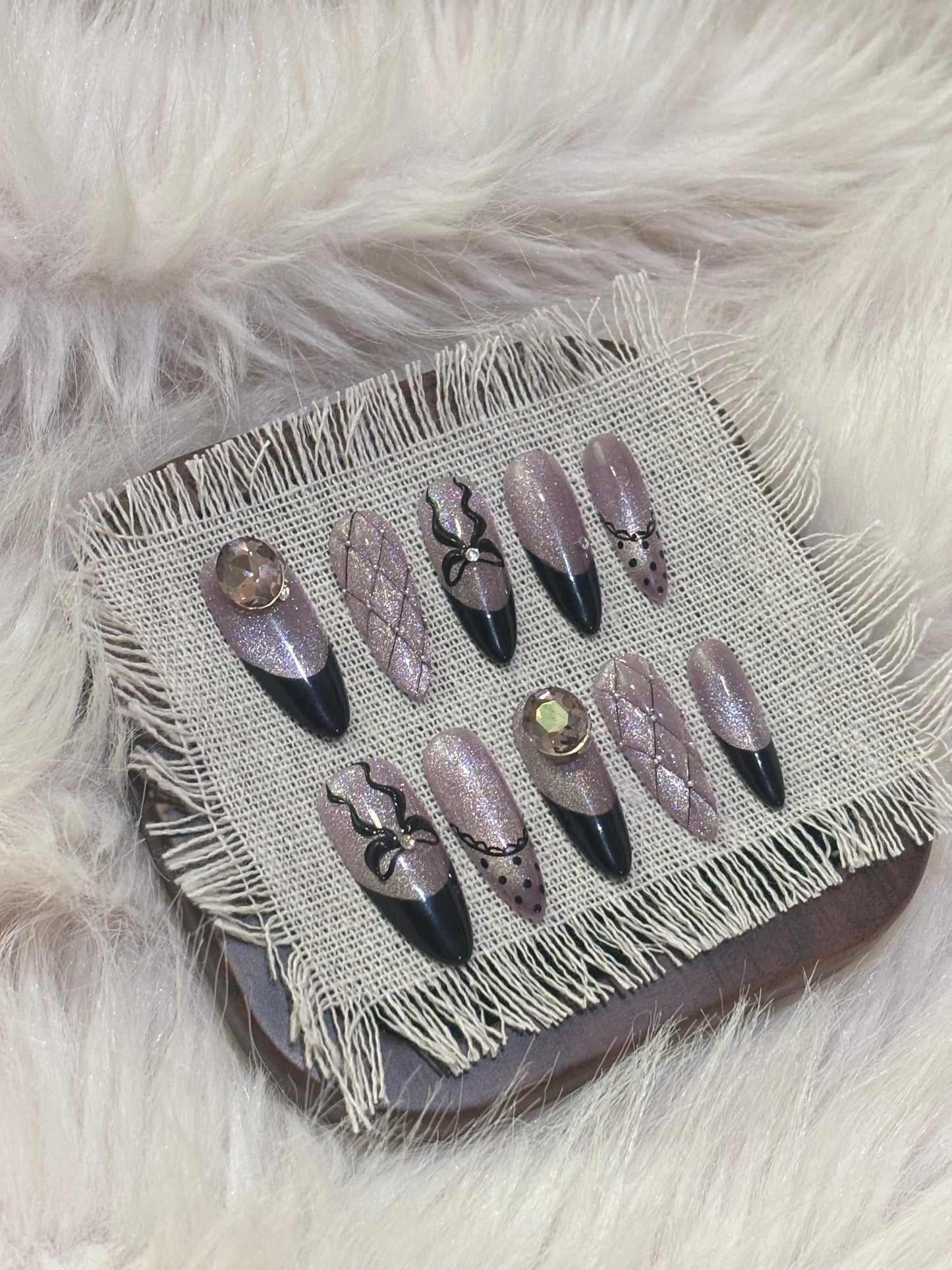 “Purple Ribbon” Handmade Press-on nail