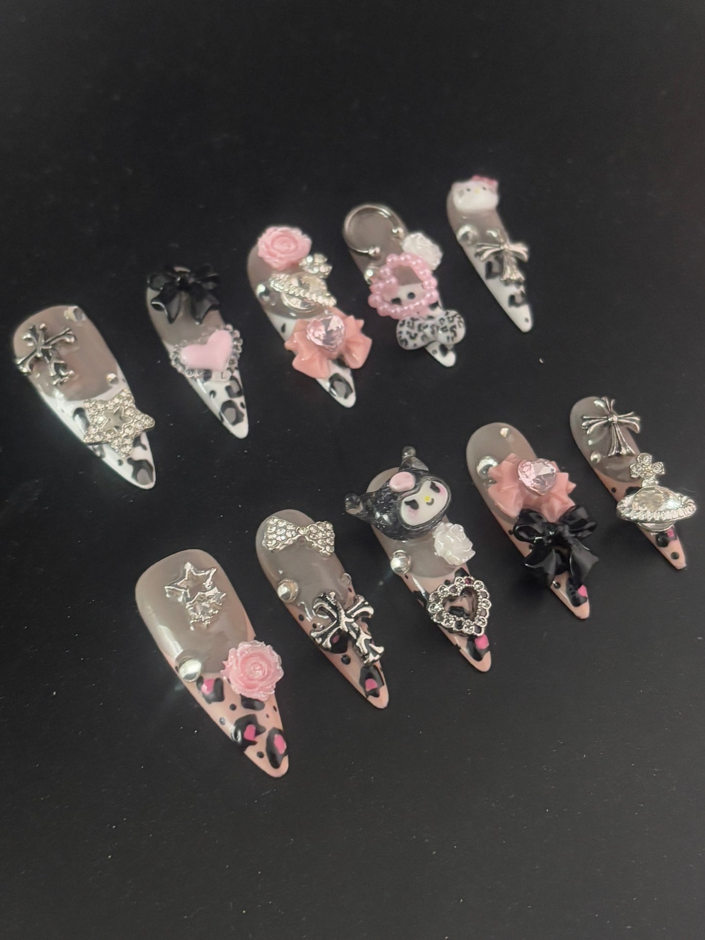 “Kuromi & Melody Leopard” Handmade Press-on nail
