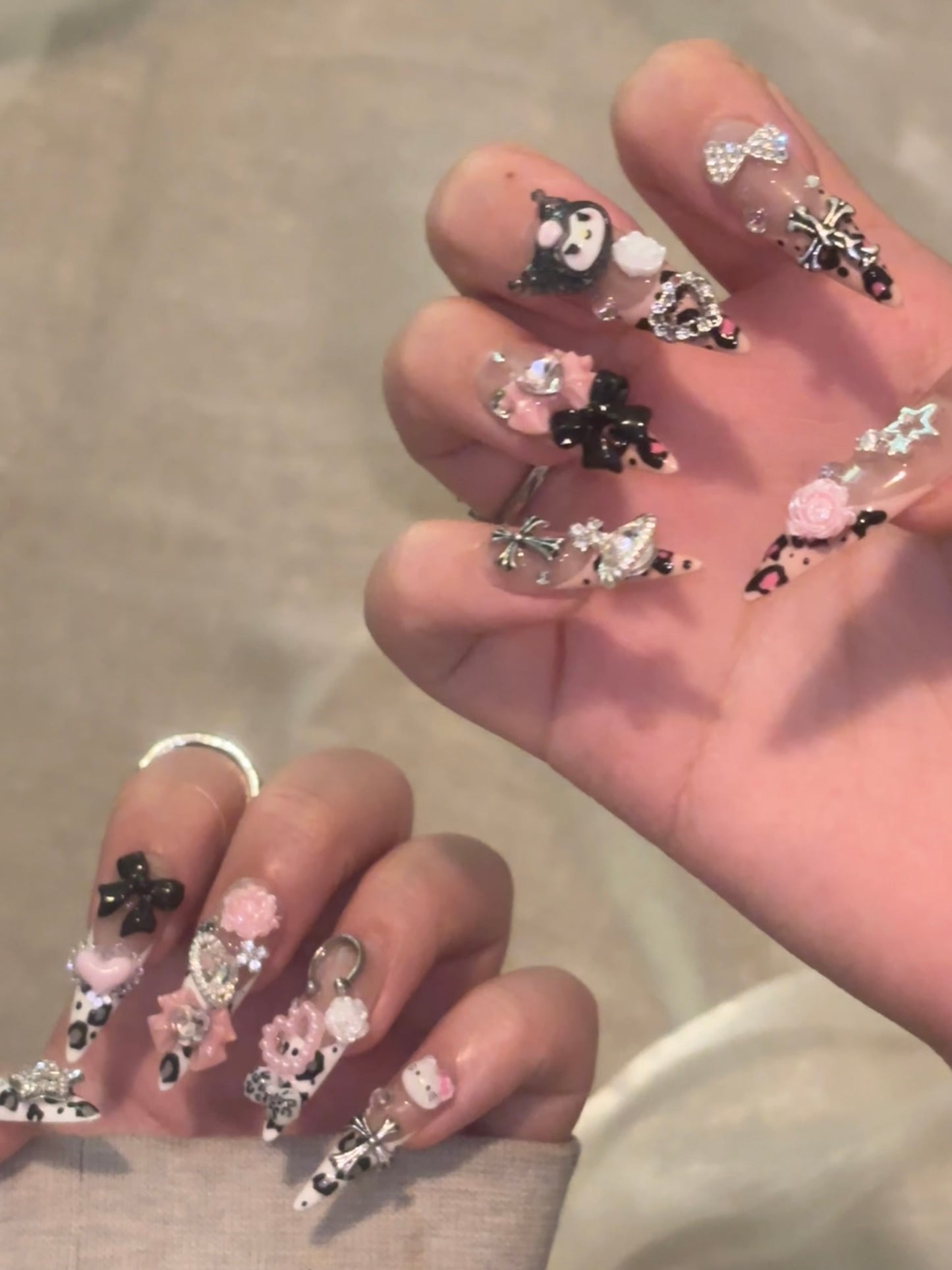 “Kuromi & Melody Leopard” Handmade Press-on nail