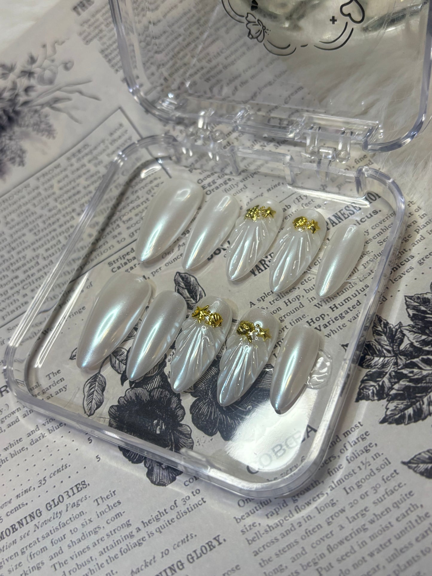 “Pearl of Sea” Handmade Press-on nail