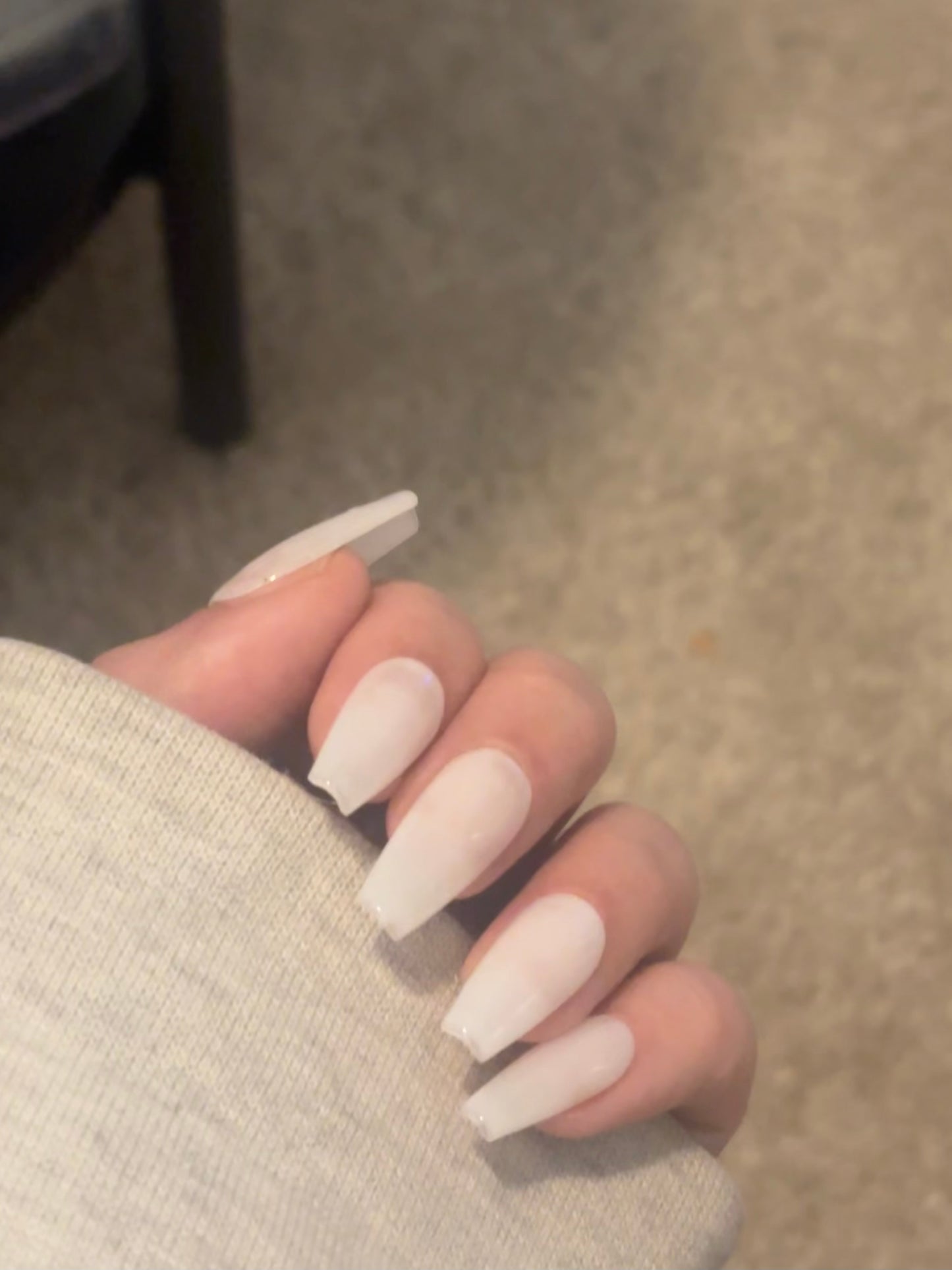 “Natural Glass White” Handmade Press-on nail