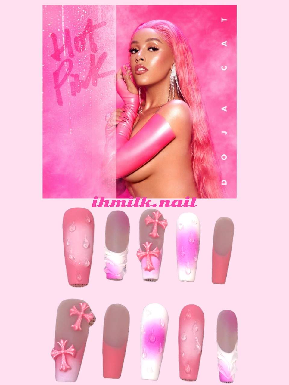 “Kiss me More💞” Handmade Press-on nail
