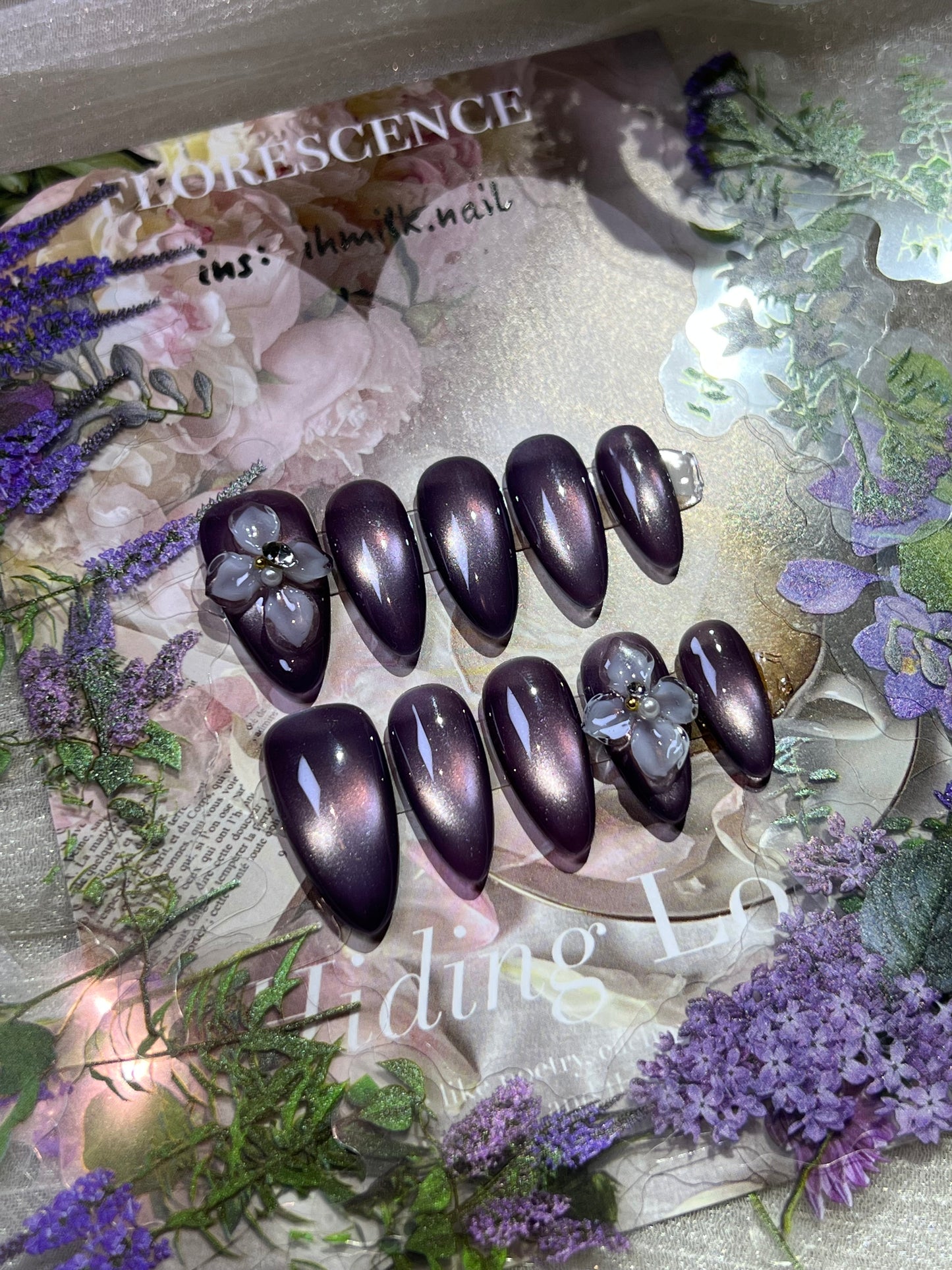 “Violet Lotus” Handmade Press-on nail