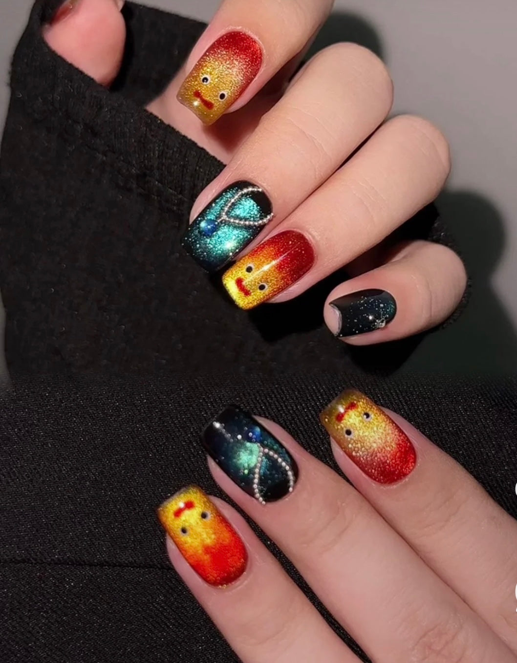 “Howl's Heart - Calcefer” Handmade press on nails