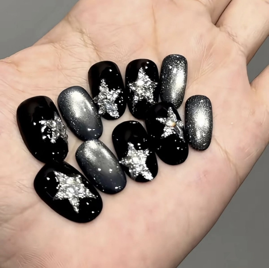 “Black Starrrrr!” Handmade Press-on nail