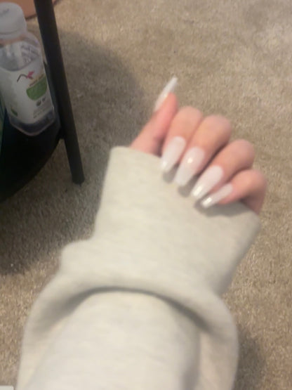 “Natural Glass White” Handmade Press-on nail